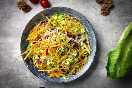 colorful salad with walnuts