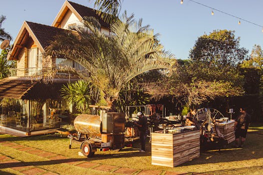 outdoor barbecue setup with food