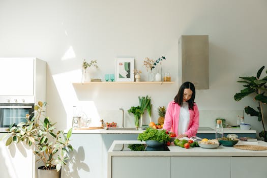 clean kitchen counter with fresh vegetables