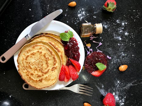 colorful breakfast with fruits